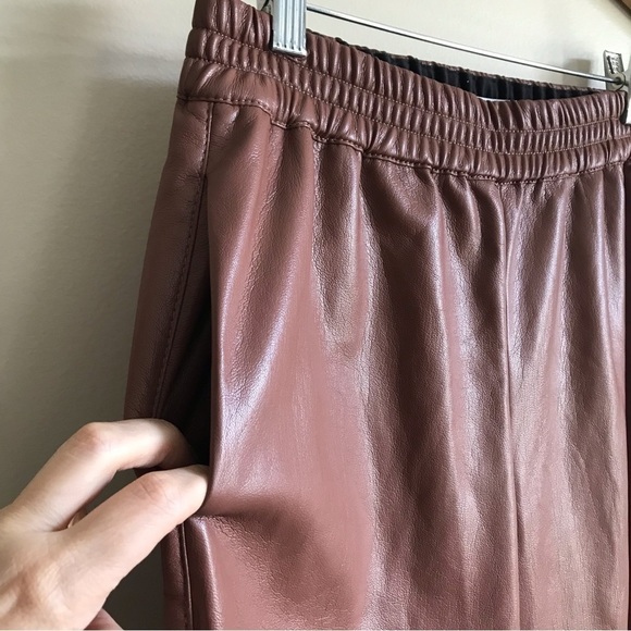 Babaton Brown Faux Leather Joggers - Picture 3 of 9